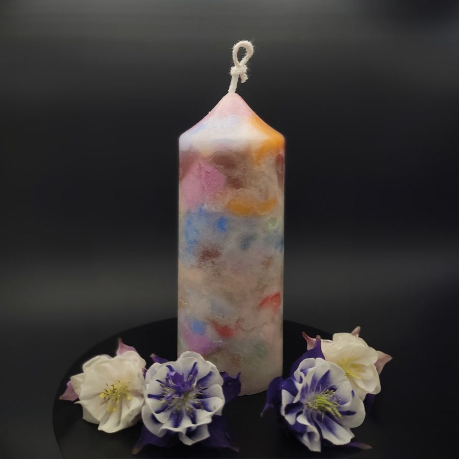 Bougie multicolore effet vieilli parfum au choix